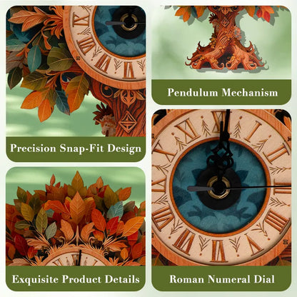 Enchanted Autumn Tree Wooden Clock Puzzle