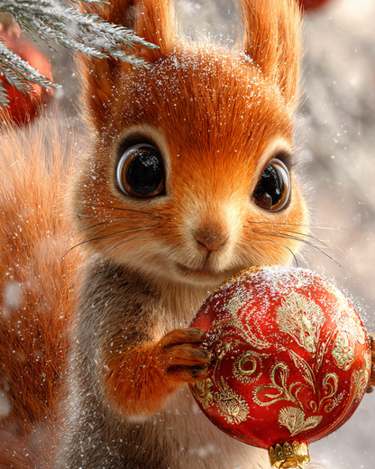 Squirrel with Ornament Wooden Jigsaw Puzzle