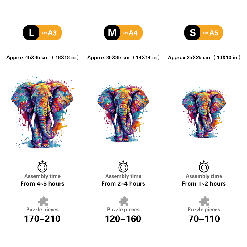 🔥Last Day 84% OFF-Rainbow Elephant blue Wooden Jigsaw Puzzle