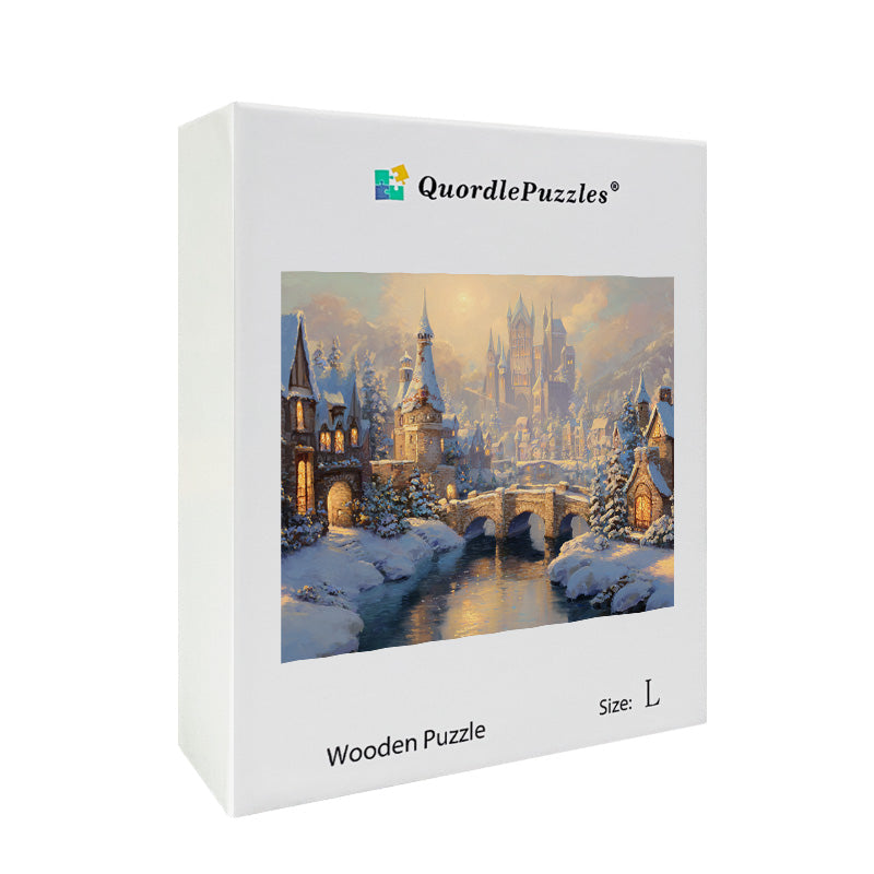 Snowy Village Wooden Jigsaw Puzzle