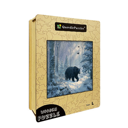 Bear in Winter Forest Wooden Jigsaw Puzzle