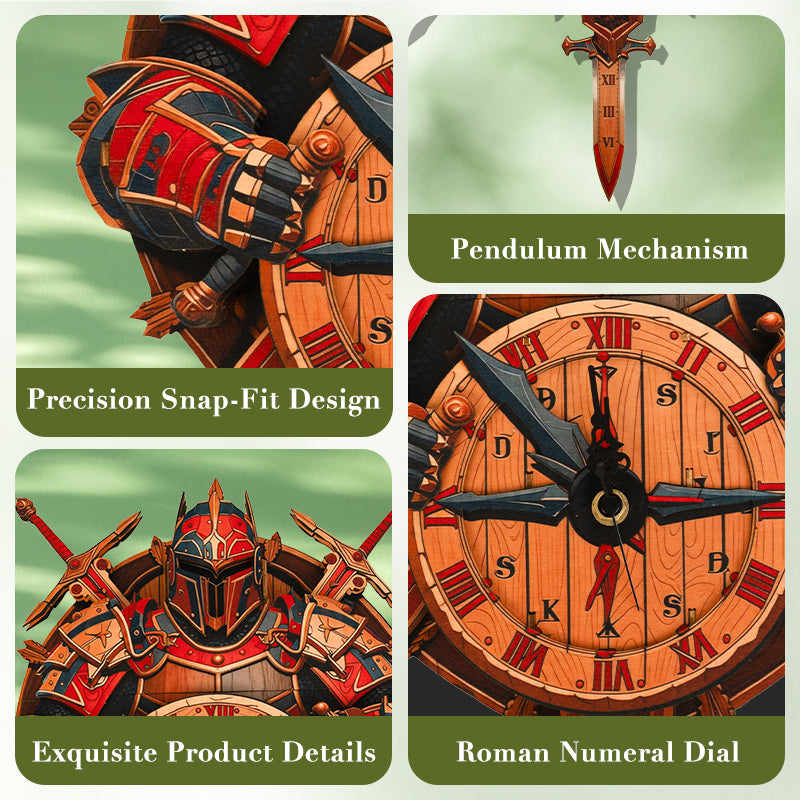 Knight’s Compass Timepiece Wooden Clock Puzzle