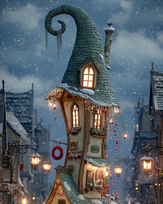 Whimsical Christmas Cottage Wooden Jigsaw Puzzle