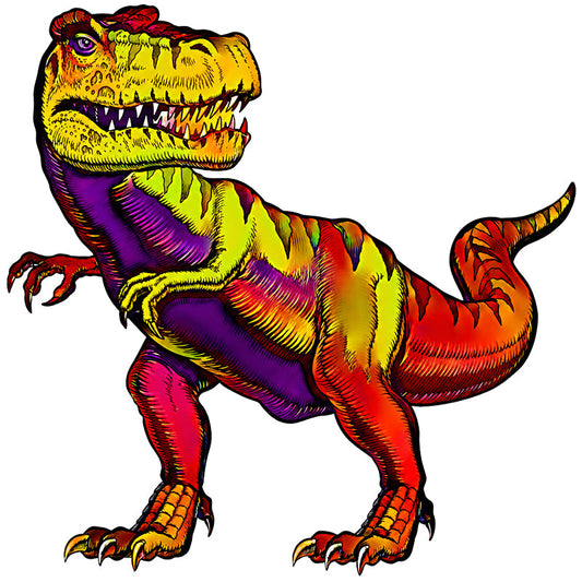 Neon Jungle T-Rex Wooden Jigsaw Puzzle