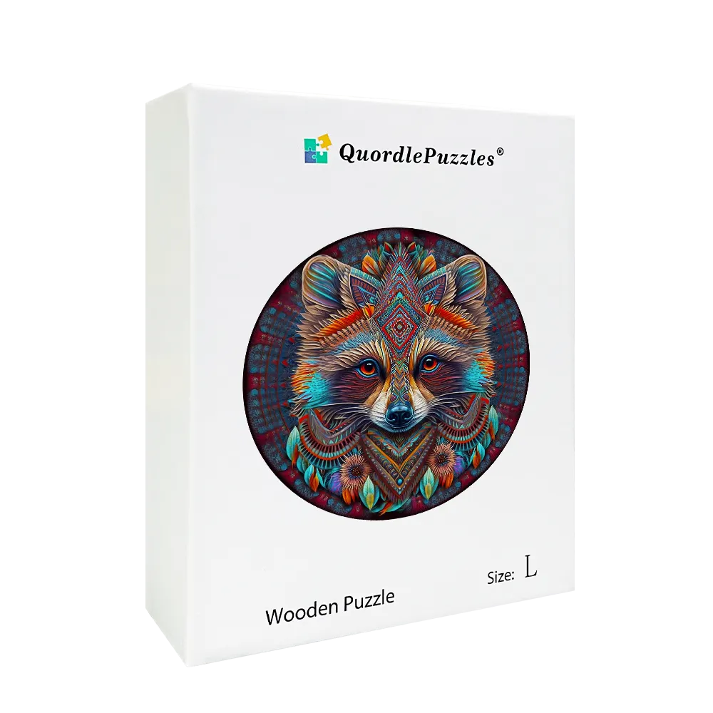 Mandala Raccoon Wooden Jigsaw Puzzle