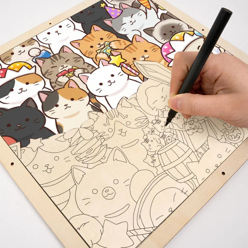 Magic Kittens - Wooden Coloring Puzzle