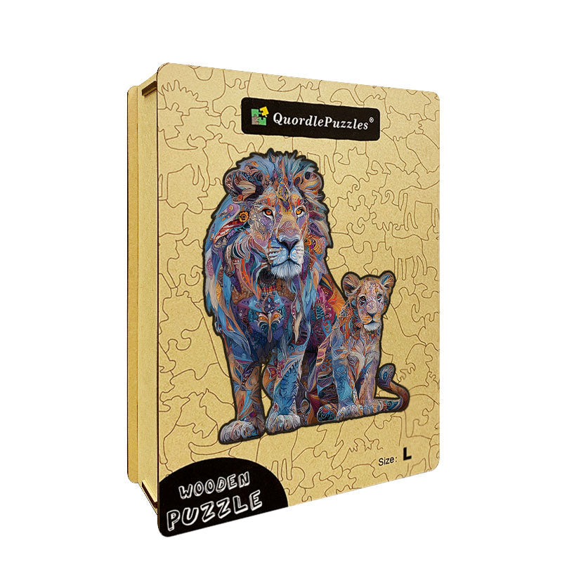 Majestic Lion Pair Wooden Jigsaw Puzzle