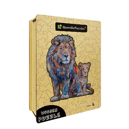 Majestic Lion Pair Wooden Jigsaw Puzzle