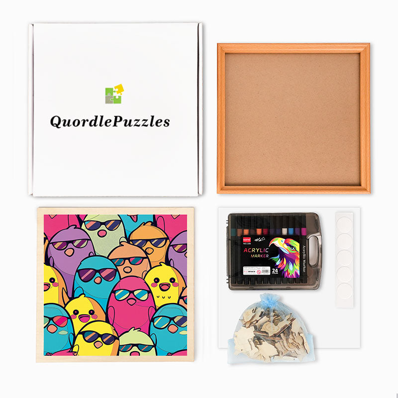 Cool Birds - Wooden Coloring Puzzle