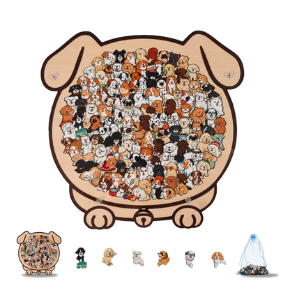 Happy Puppy Crowd Gathering Display Puzzle