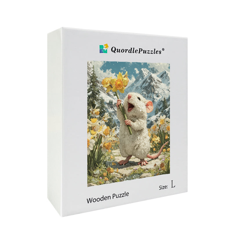 Mouse Daffodils Wooden Jigsaw Puzzle