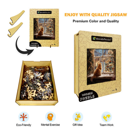 Winter Cat Wooden Jigsaw Puzzle