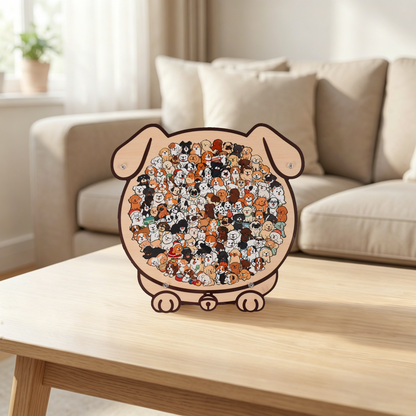 Happy Puppy Crowd Gathering Display Puzzle