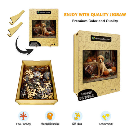 Autumnal Canine Wooden Jigsaw Puzzle