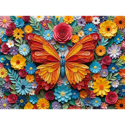 Quilled Butterfly Garden Wooden Jigsaw Puzzle