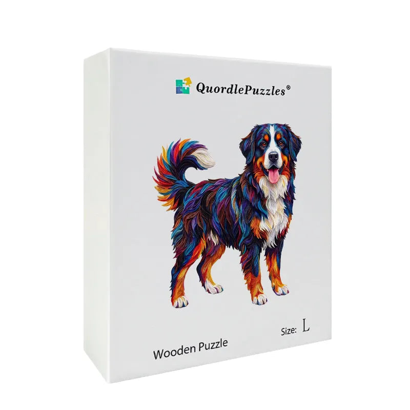 Vibrant Colorful Dog Wooden Puzzle