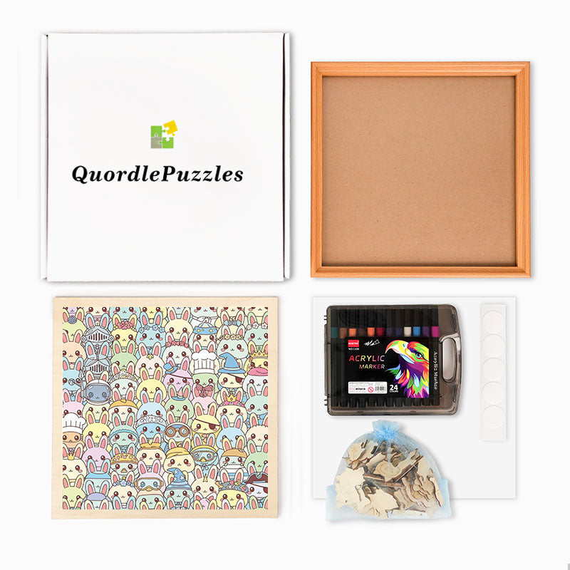 Bunnies- Wooden Coloring Puzzle