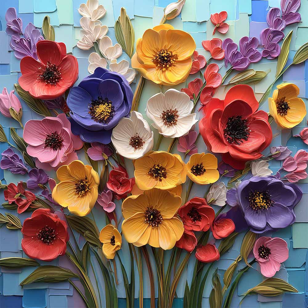 Pastel Relief Flower Garden Wooden Jigsaw Puzzle