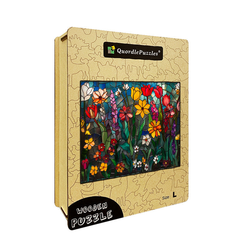 Floral Stained Glass Wooden Jigsaw Puzzle