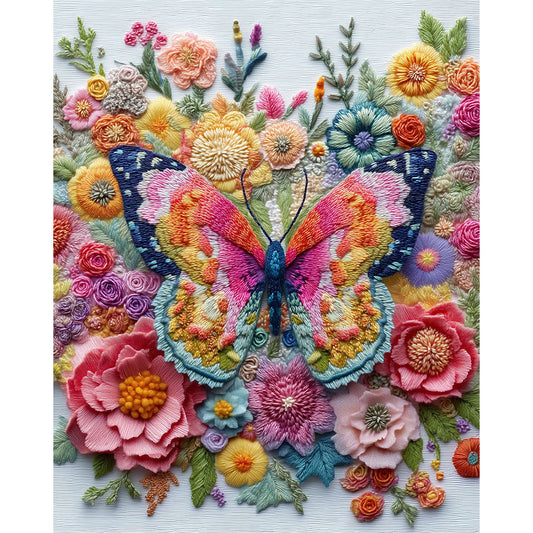 Embroidered Butterfly Garden Wooden Jigsaw Puzzle