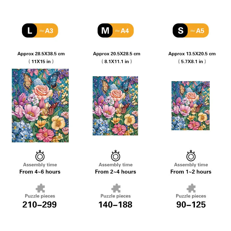 Floral Butterflies Wooden Jigsaw Puzzle