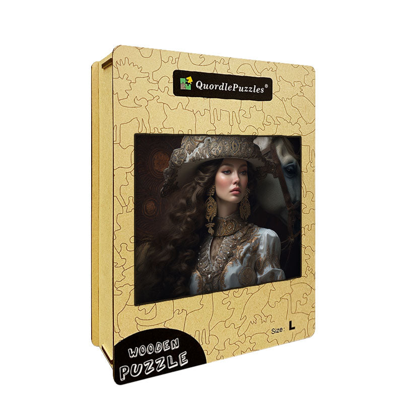 Elegant Woman in Royal Attire Wooden Jigsaw Puzzle