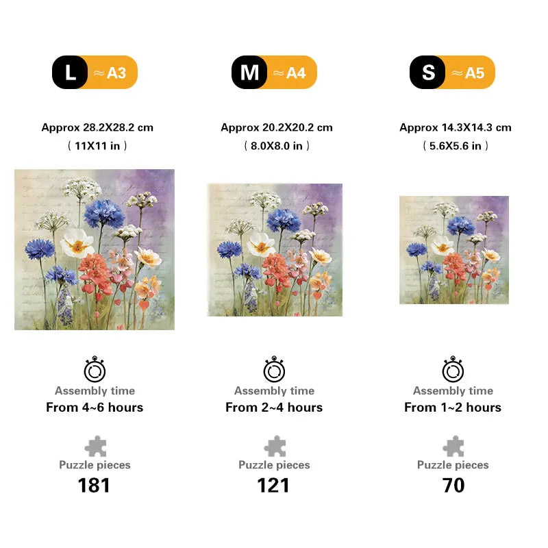 Watercolor Wildflower Garden Wooden Jigsaw Puzzle
