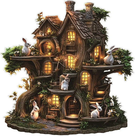 Rabbit Treehouse Wooden Jigsaw Puzzle