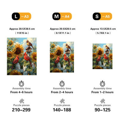 Cardinals & Sunflowers Wooden Jigsaw Puzzle
