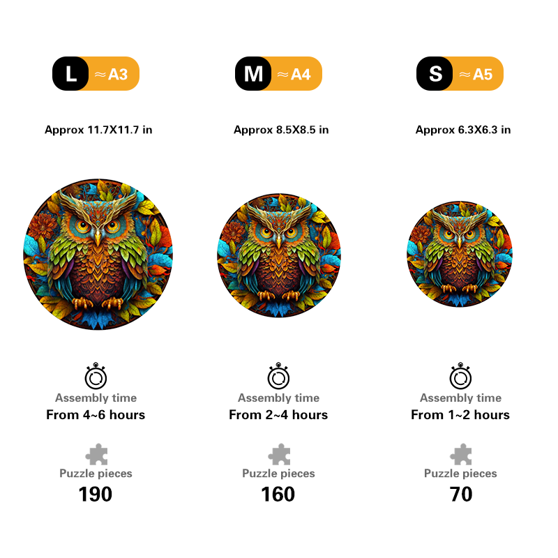 Mandala Owl Wooden Jigsaw Puzzle
