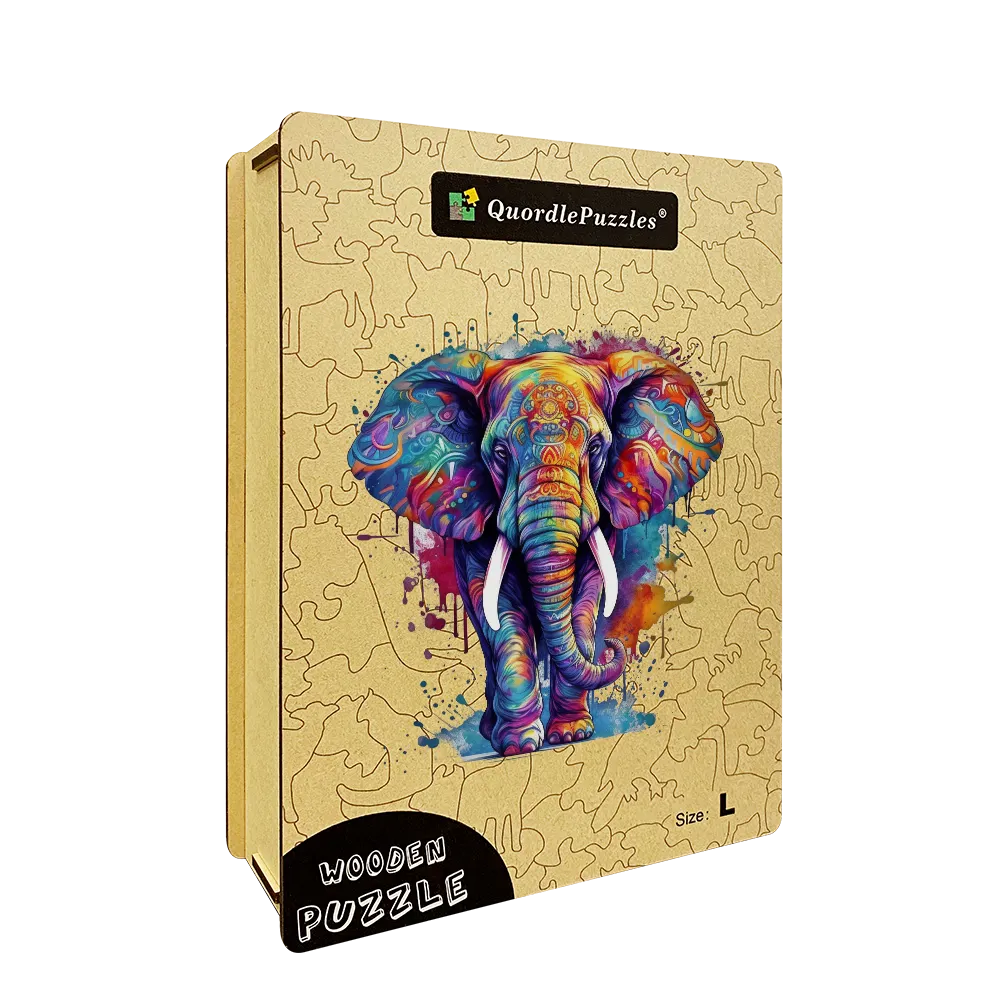 🔥Last Day 84% OFF-Rainbow Elephant blue Wooden Jigsaw Puzzle