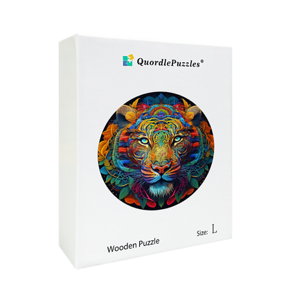 Snow Leopard Mandala Wooden Jigsaw Puzzle