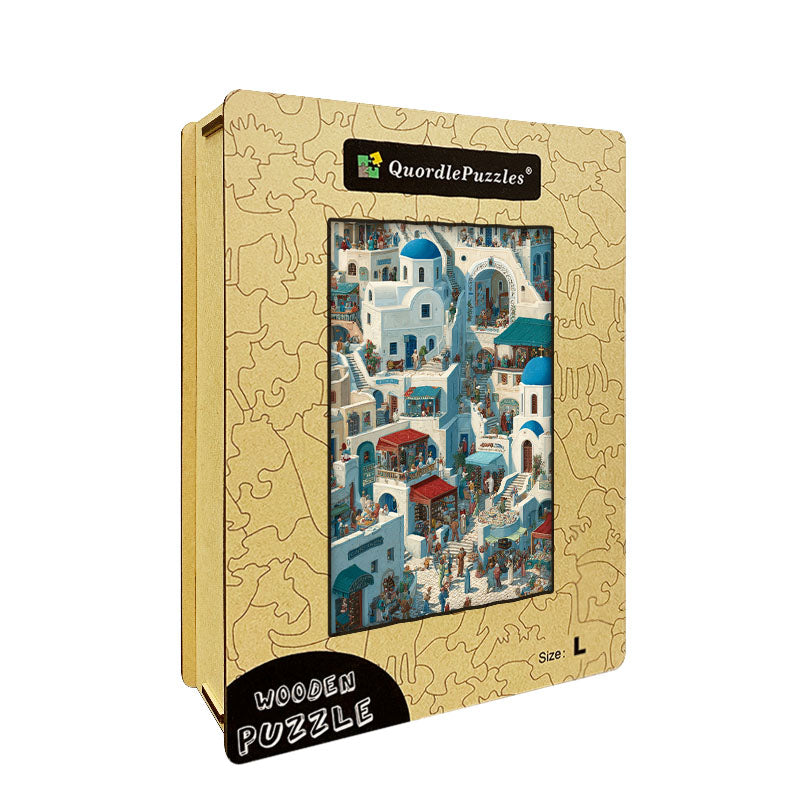 Blue Town Bazaar Wooden Jigsaw Puzzle