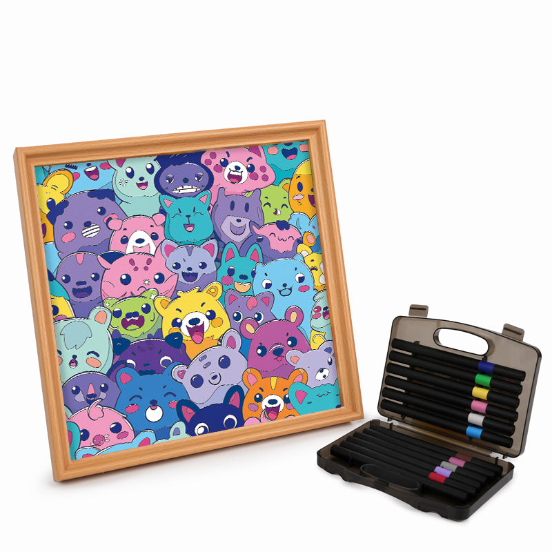 Beastie Bunch- Wooden Coloring Puzzle