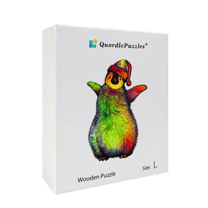 Festive Rainbow Penguin Wooden Jigsaw Puzzle