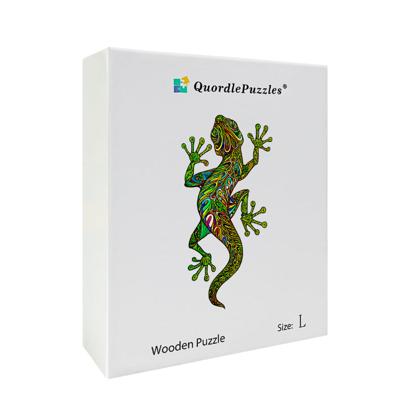 Emerald Mandala Gecko Wooden Jigsaw Puzzle