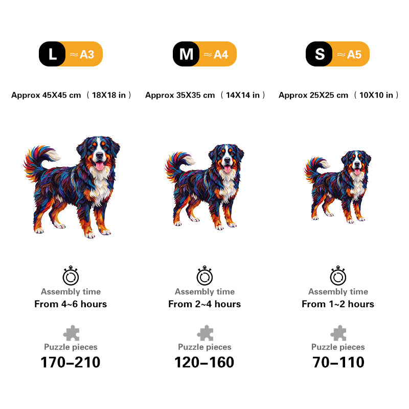 Vibrant Colorful Dog Wooden Puzzle