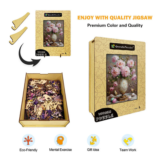 Floral Elegance with Birds Wooden Jigsaw Puzzle