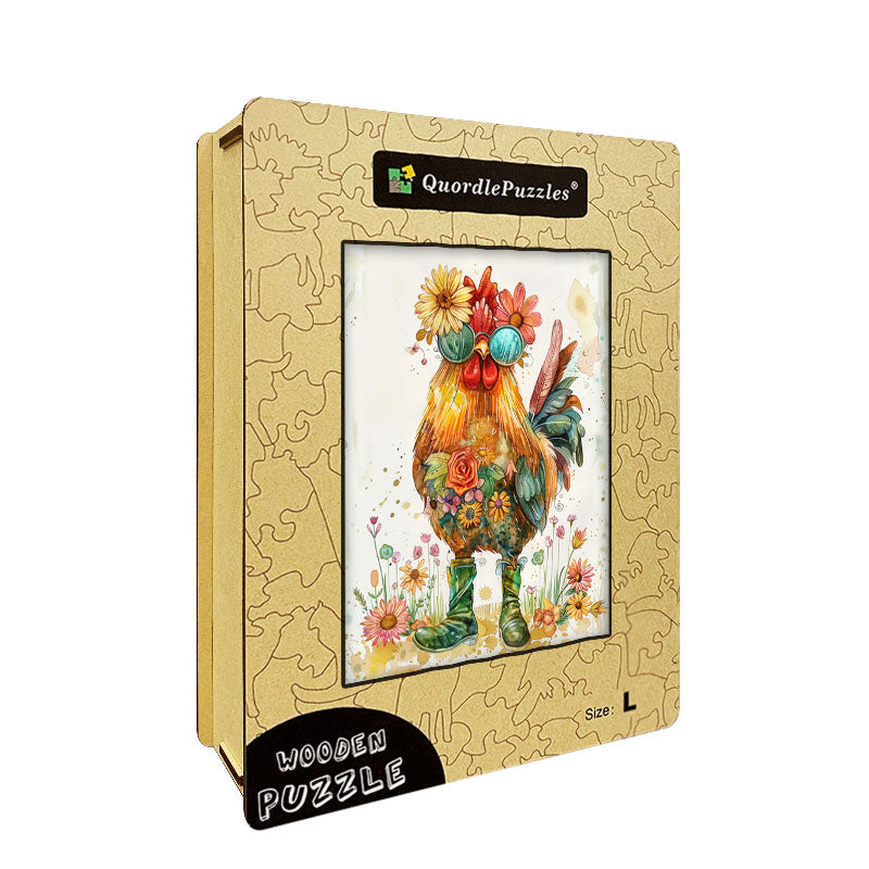 Flower Rooster Wooden Jigsaw Puzzle