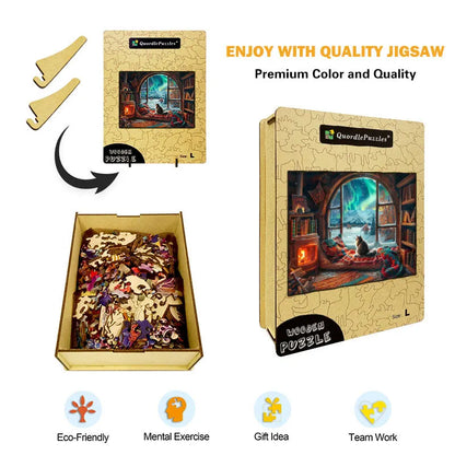 Cat & Aurora Wooden Jigsaw Puzzle