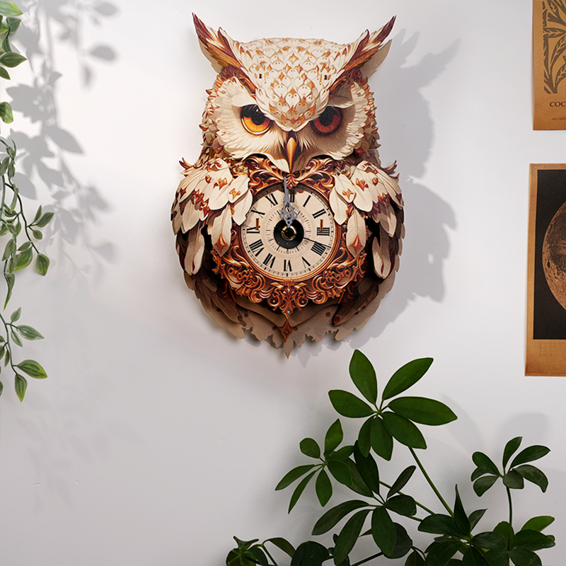 Wise Owl Timepiece Wooden Clock Puzzle