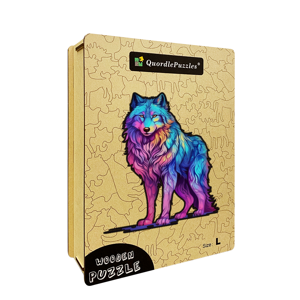 🔥Last Day 85% OFF-Majestic Rainbow Wolf Wooden Jigsaw Puzzle