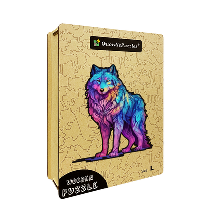 🔥Last Day 85% OFF-Majestic Rainbow Wolf Wooden Jigsaw Puzzle