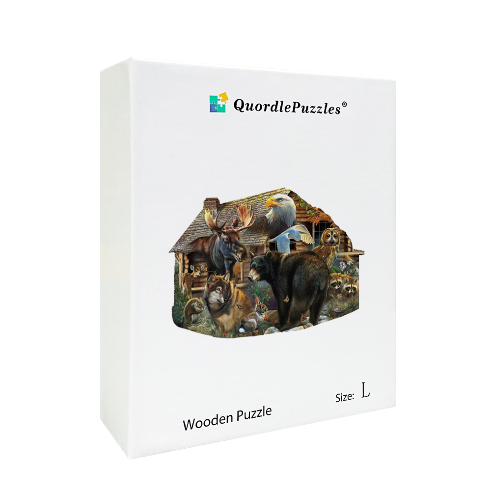 🔥LAST DAY 89% -Wildlife Cabin Wooden Jigsaw Puzzle