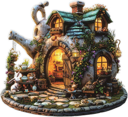 Teapot Cottage Wooden Jigsaw Puzzle