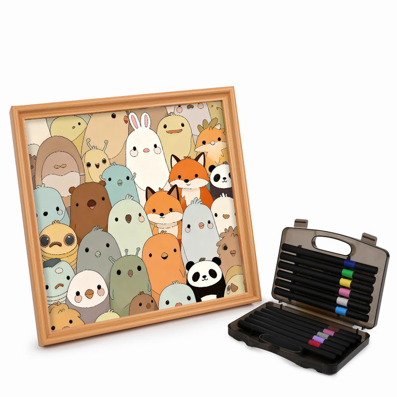 Cute Critters- Wooden Coloring Puzzle
