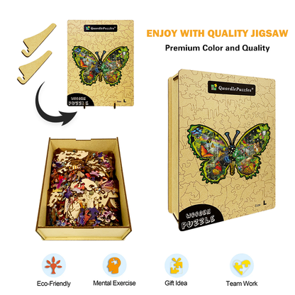 🔥LAST DAY 91% OFF-Butterfly Meadow Wooden Jigsaw Puzzle