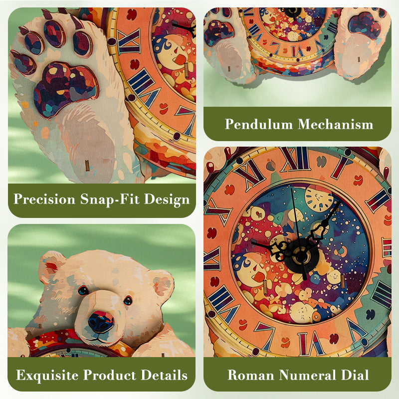 Teddy Bear Timekeeper Wooden Clock Puzzle