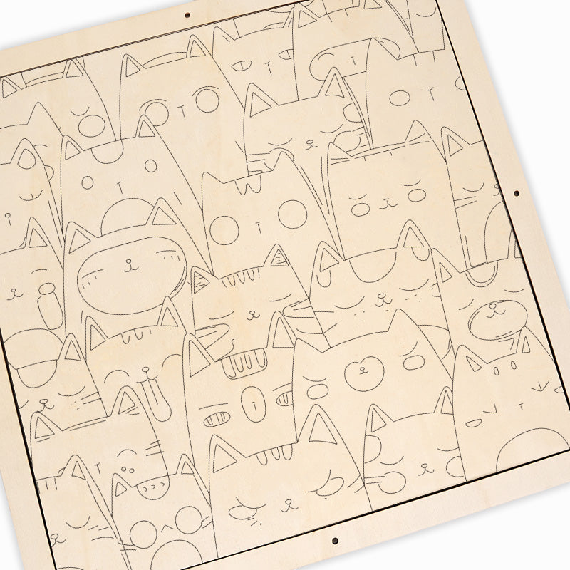 Line Kittens - Wooden Coloring Puzzle