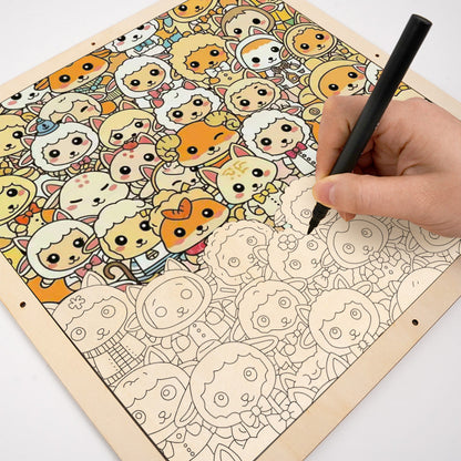 Sheep Friends - Wooden Coloring Puzzle